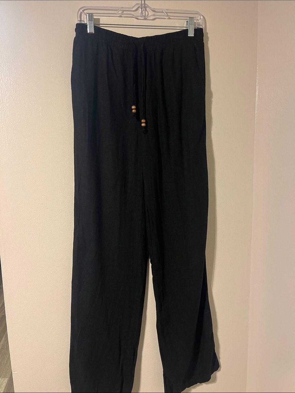 Love Tree Black Wide-Leg Drawstring Joggers